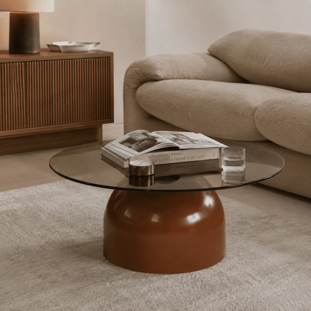 By-Boo salontafel Irona caramel 80x80x33 cm glas