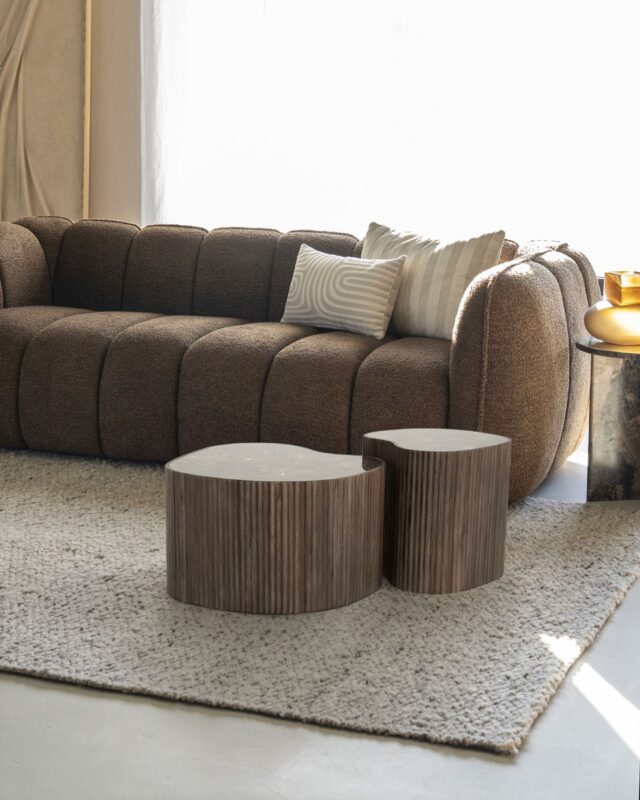 By-Boo salontafel Nice set van 2 bruin keramiek