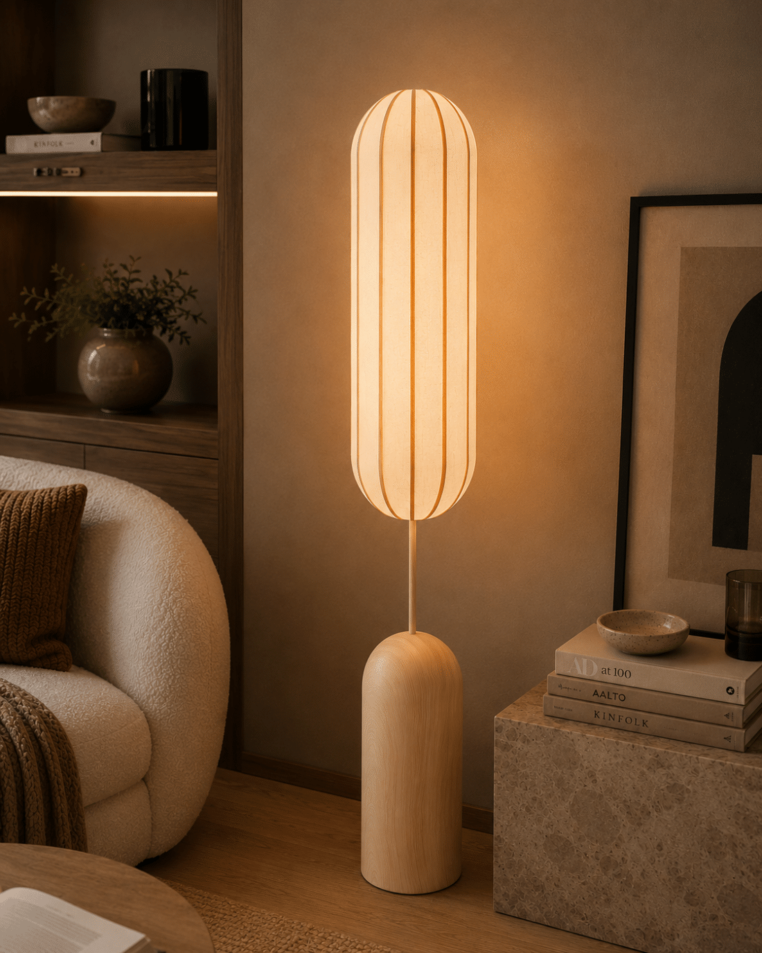 By Boo Vloerlamp 35x35x145 Cm Cocoon Naturel Linnen