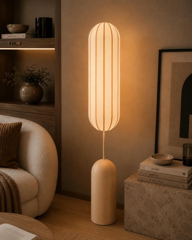 By Boo Vloerlamp 35x35x145 Cm Cocoon Naturel Linnen