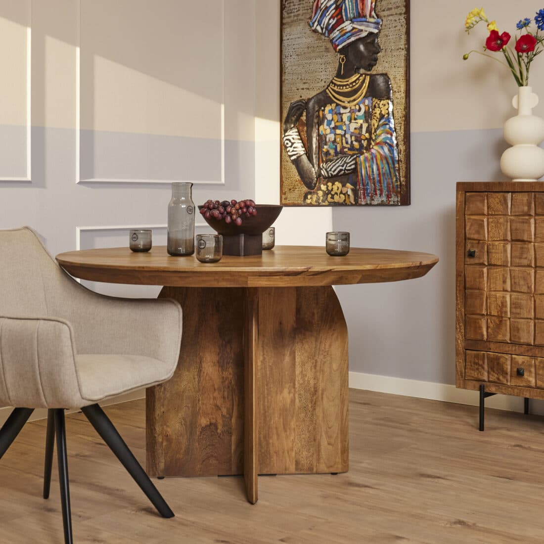 Starfurn Ronde eettafel Tense Naturel Mangohout 130 cm