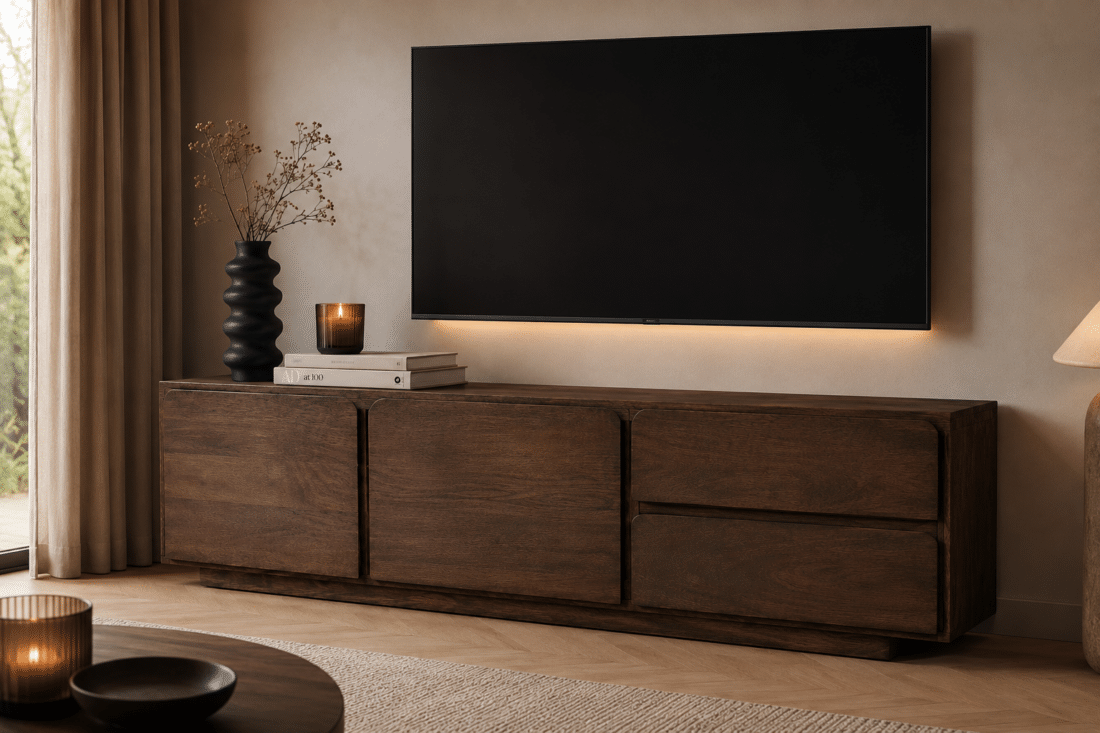 TV dressoir 150 met 2 deuren en 2 lades, Mango Dark Malt - Bloemfontein Collection TV dressoir 150 met 2 deuren en 2 lades, Mango Dark Malt - Bloemfontein Collection