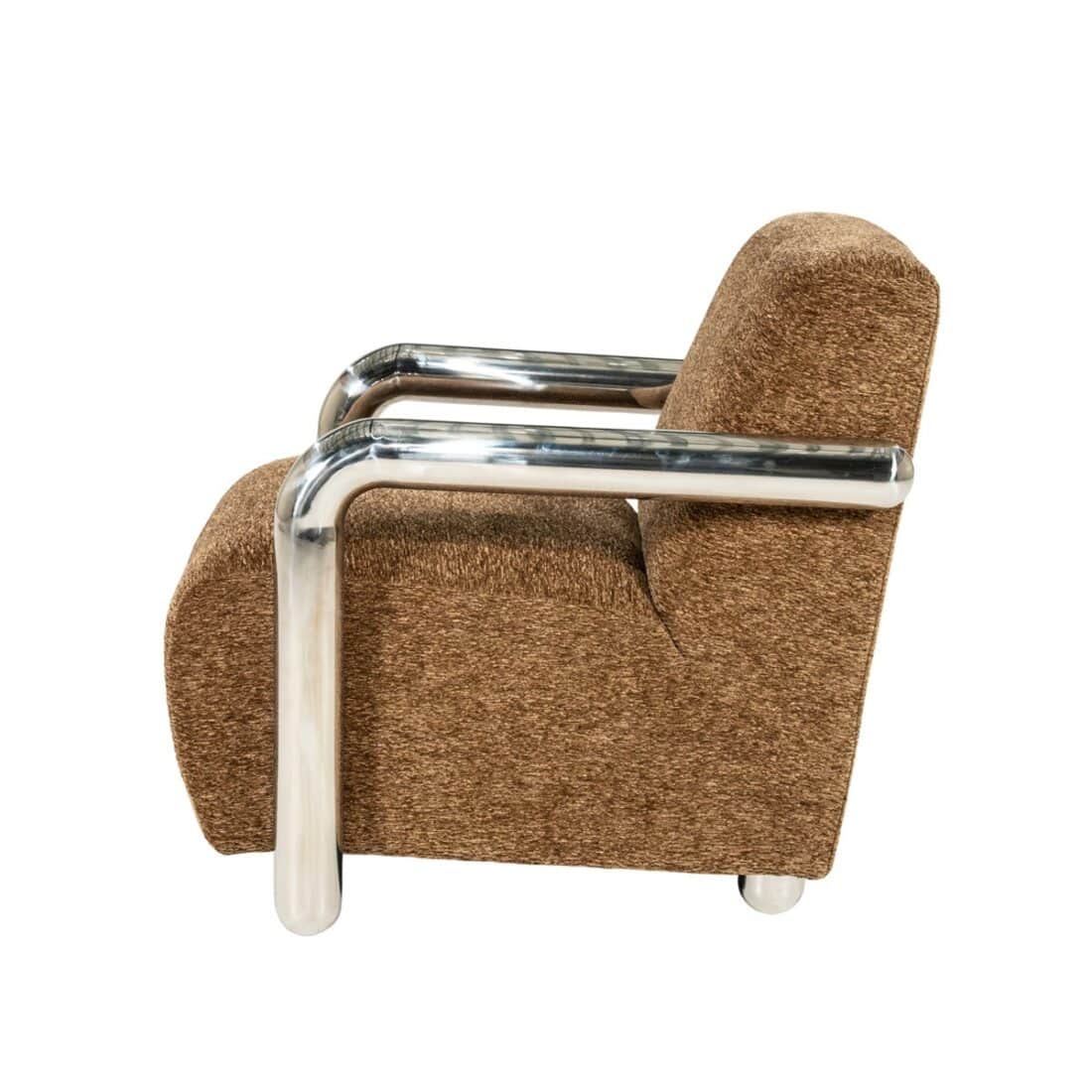 zijkant By-Boo fauteuil Chromette met arm bruin zijkant By-Boo fauteuil Chromette met arm bruin