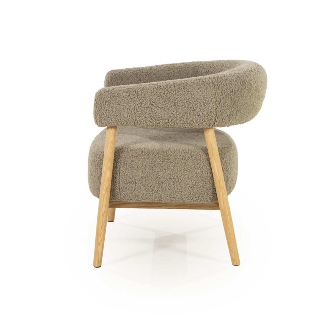 zijkant By-Boo fauteuil Mysa met arm taupe
