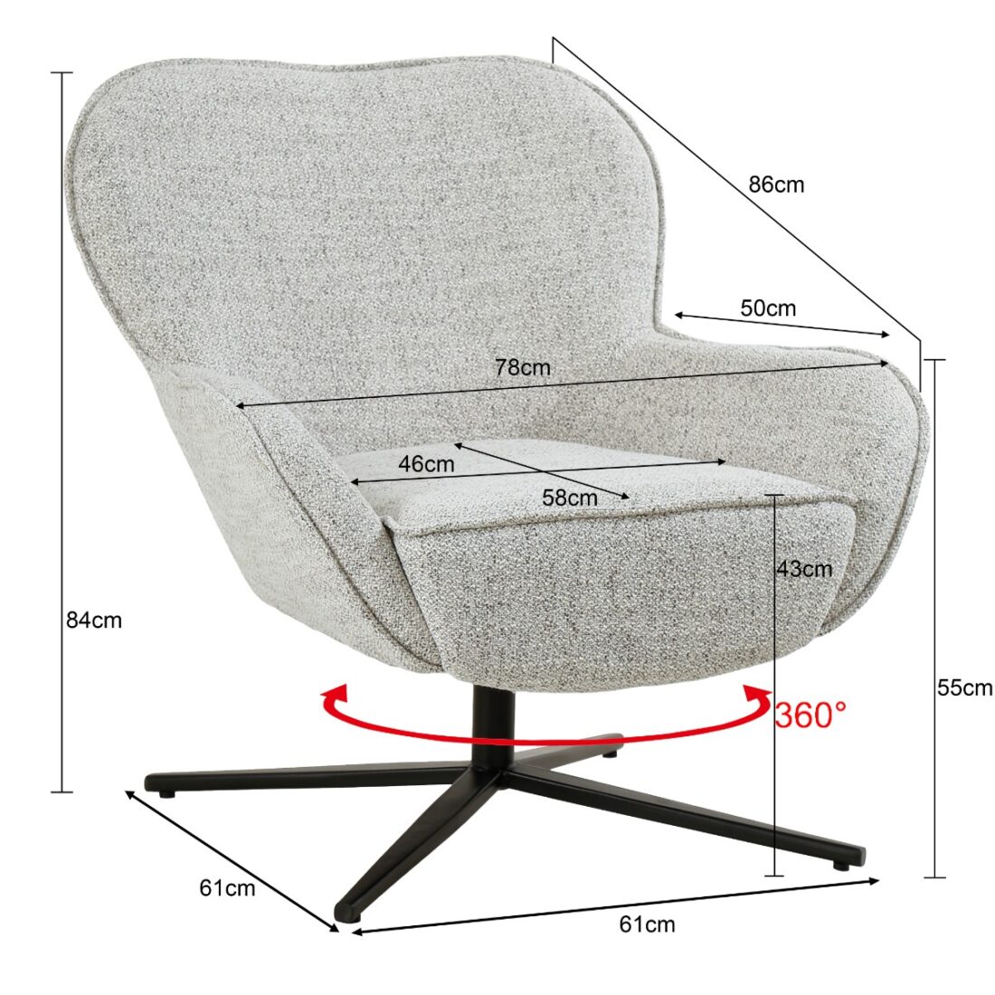 Livingfurn Fauteuil Sven Draaibaar Met Arm Bisque Oasis Livingfurn Fauteuil Sven Draaibaar Met Arm Bisque Oasis
