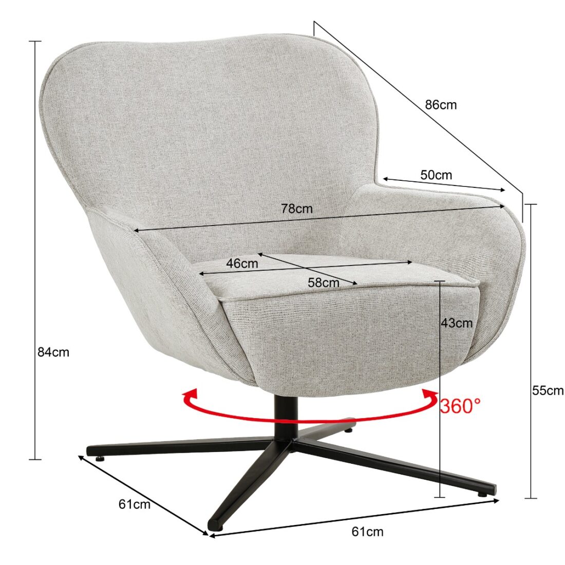 Livingfurn Fauteuil Sven Draaibaar Met Arm Toffee Livingfurn Fauteuil Sven Draaibaar Met Arm Toffee