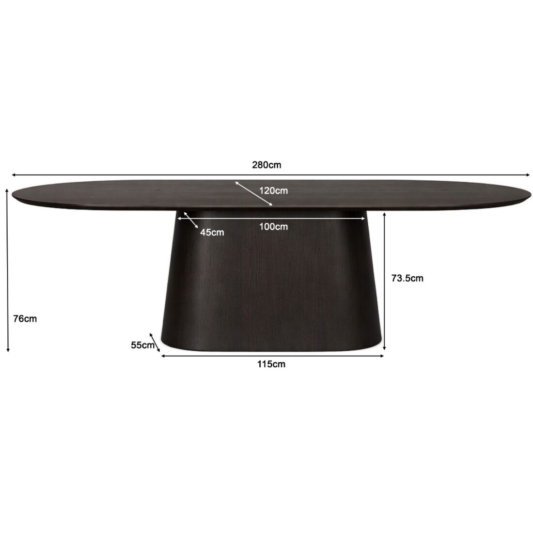Livingfurn Eettafel Novero Espresso 280cm Livingfurn Eettafel Novero Espresso 280cm