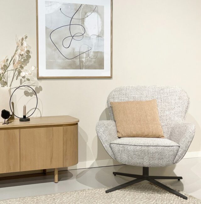 Livingfurn fauteuil Sven draaibaar met arm Bisque Oasis