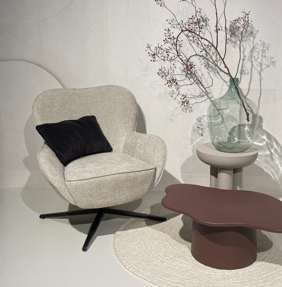 Livingfurn fauteuil Sven draaibaar met arm Toffee Livingfurn fauteuil Sven draaibaar met arm Toffee