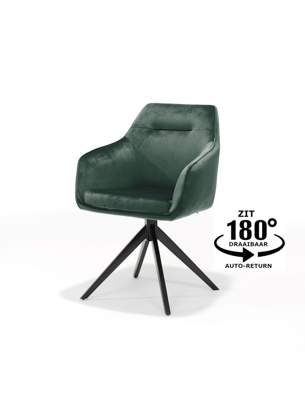 Armstoel Jazz Zwart Draaivoet 8211 Velours Stof Groen