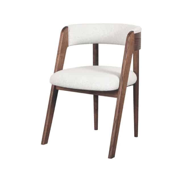 Stoel Sasha Japandi met walnoot en lichte stof