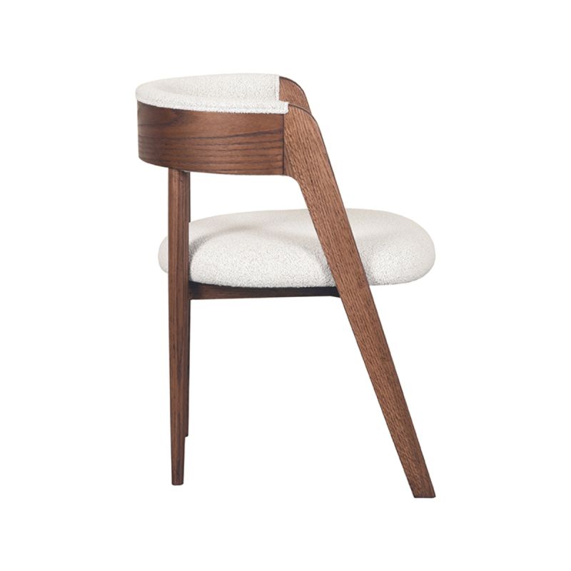 Stoel Sasha Meubelzwagerij Japandi Walnoot Ecur Boucle