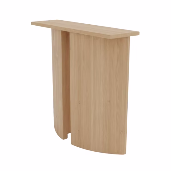 Massief houten tafelonderstel onder een maatwerk eiken eettafel van Meubelzwagerij.
