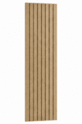 Beige akoestisch PET-vilt wandpaneel met verticale groeven en een formaat van 260 x 60 cm