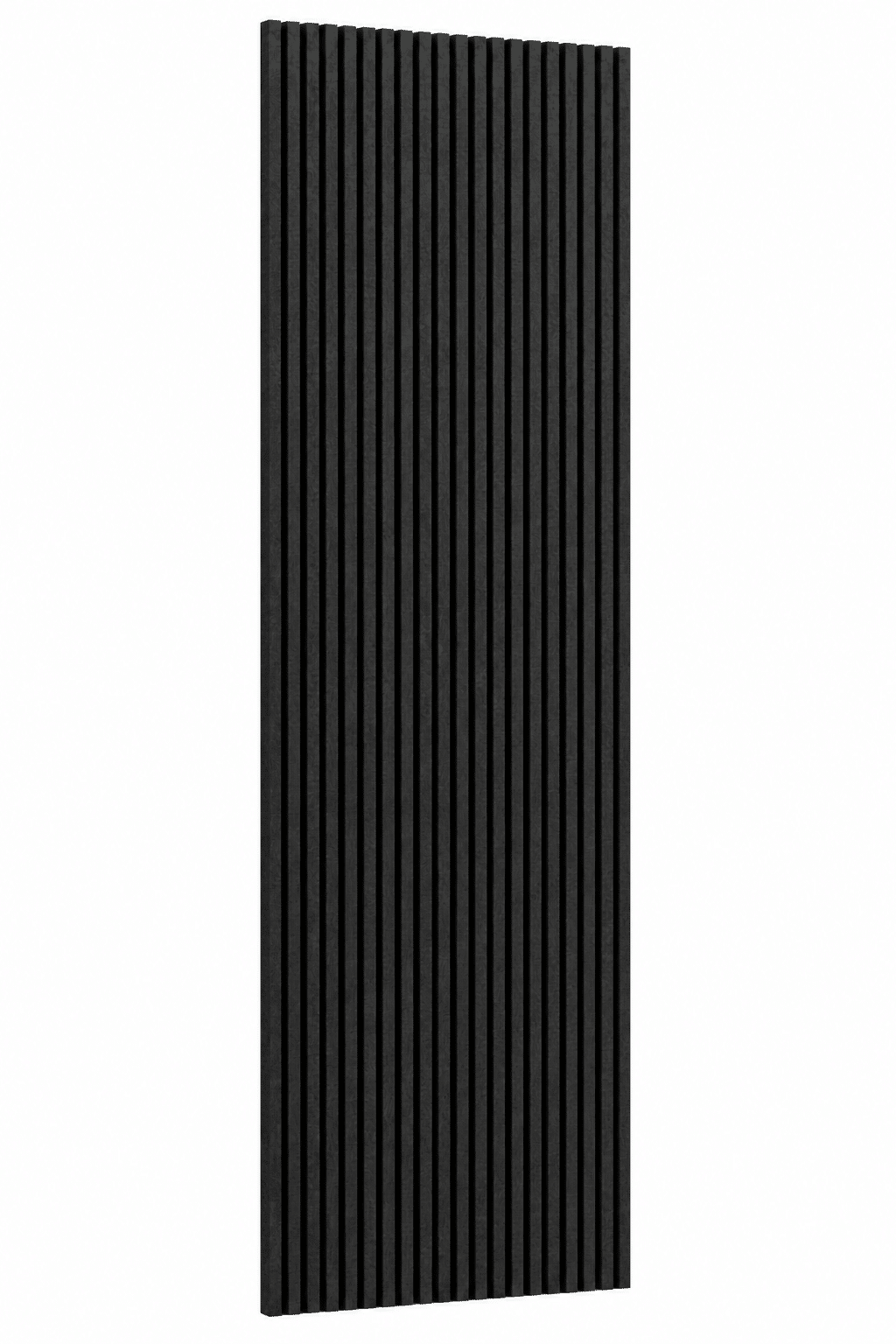 Zwart akoestisch PET-viltpaneel met verticale lijnen, 280 × 60 cm en 9 mm dik. Zwart akoestisch PET-viltpaneel met verticale lijnen, 280 × 60 cm en 9 mm dik.