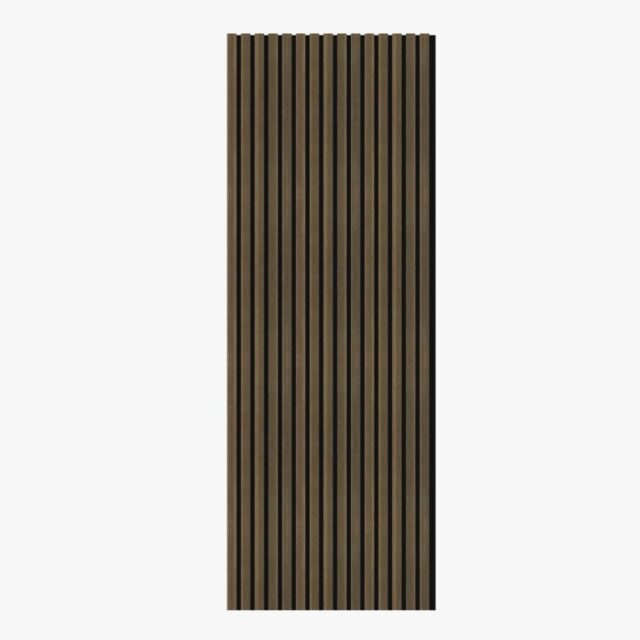 Akoestisch wandpaneel gerookt eiken Smoked Oak met houten latten en zwart vilt