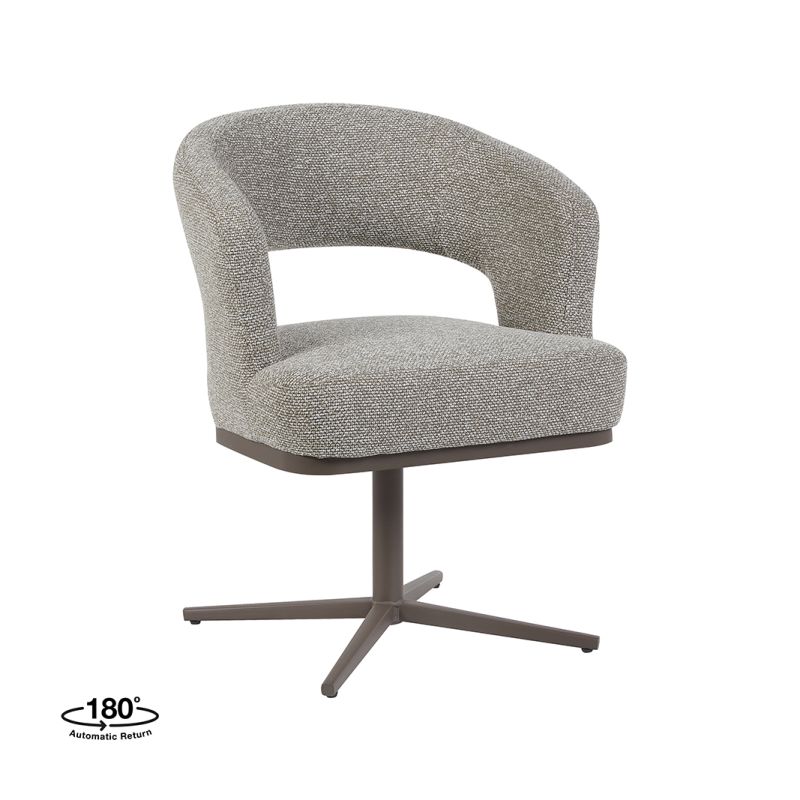 Eetkamerstoel Monaco in Mushroom Royal Boucle met bronzen metalen onderstel Eetkamerstoel Monaco in Mushroom Royal Boucle met bronzen metalen onderstel
