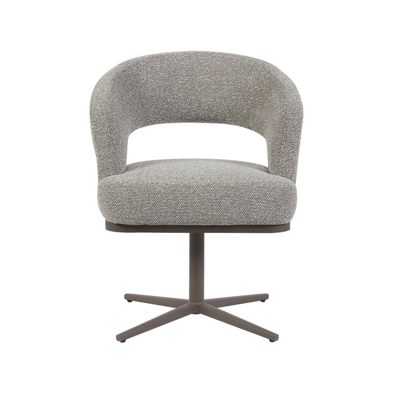 Eetkamerstoel Monaco in Mushroom Royal Boucle met bronzen metalen onderstel Eetkamerstoel Monaco in Mushroom Royal Boucle met bronzen metalen onderstel