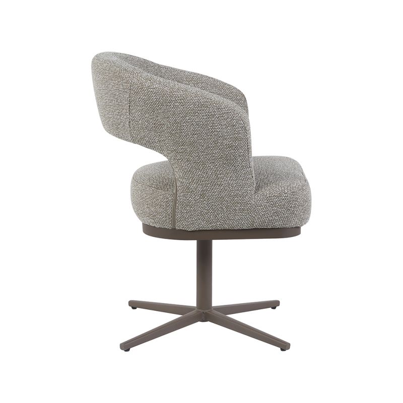 Eetkamerstoel Monaco in Mushroom Royal Boucle met bronzen metalen onderstel Eetkamerstoel Monaco in Mushroom Royal Boucle met bronzen metalen onderstel