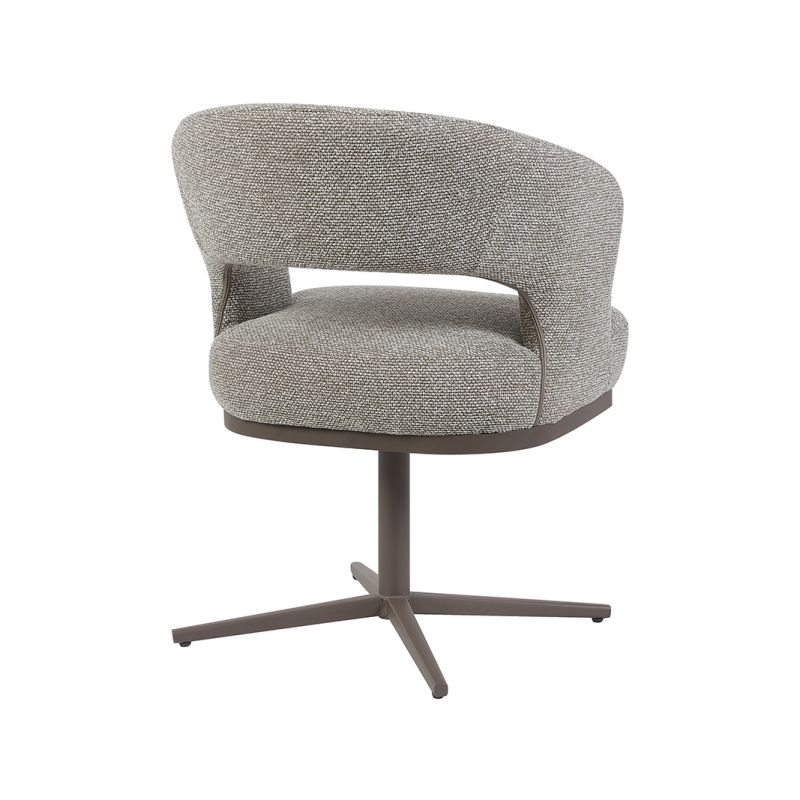 Eetkamerstoel Monaco in Mushroom Royal Boucle met bronzen metalen onderstel Eetkamerstoel Monaco in Mushroom Royal Boucle met bronzen metalen onderstel