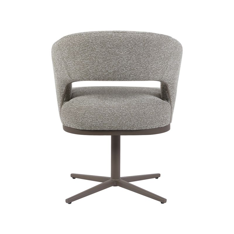 Eetkamerstoel Monaco in Mushroom Royal Boucle met bronzen metalen onderstel Eetkamerstoel Monaco in Mushroom Royal Boucle met bronzen metalen onderstel
