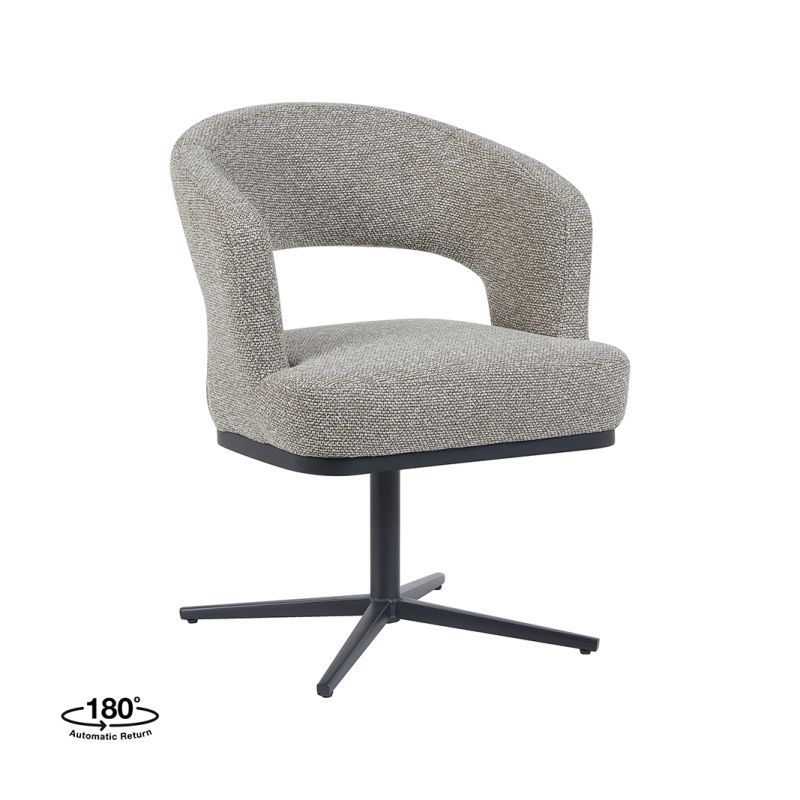 Eetkamerstoel Monaco in Mushroom Royal Boucle met zwart metalen onderstel Eetkamerstoel Monaco in Mushroom Royal Boucle met zwart metalen onderstel