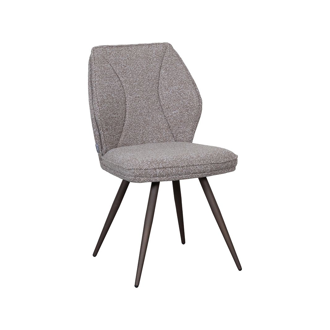 Eetkamerstoel Silvain van LABEL51 met Mushroom Royal Bouclé bekleding in een warme taupebruine tint, met onderstel naar keuze.
