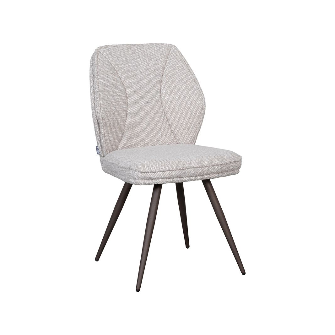 Eetkamerstoel Silvain Naturel Royal Boucle met bronzen metalen onderstel