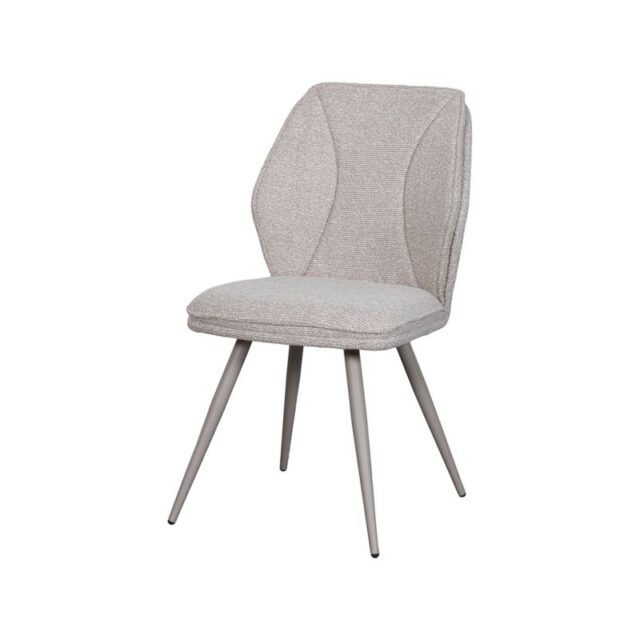 Eetkamerstoel Silvain Naturel Royal Boucle met taupe metalen onderstel