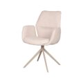 Eetkamerstoel Mellow van LABEL51 in naturel bouclé met taupekleurig metalen draaionderstel