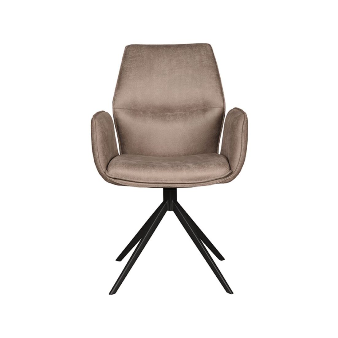 Eetkamerstoel Mellow van LABEL51 in naturel bouclé met taupekleurig metalen draaionderstel Eetkamerstoel Mellow van LABEL51 in naturel bouclé met taupekleurig metalen draaionderstel