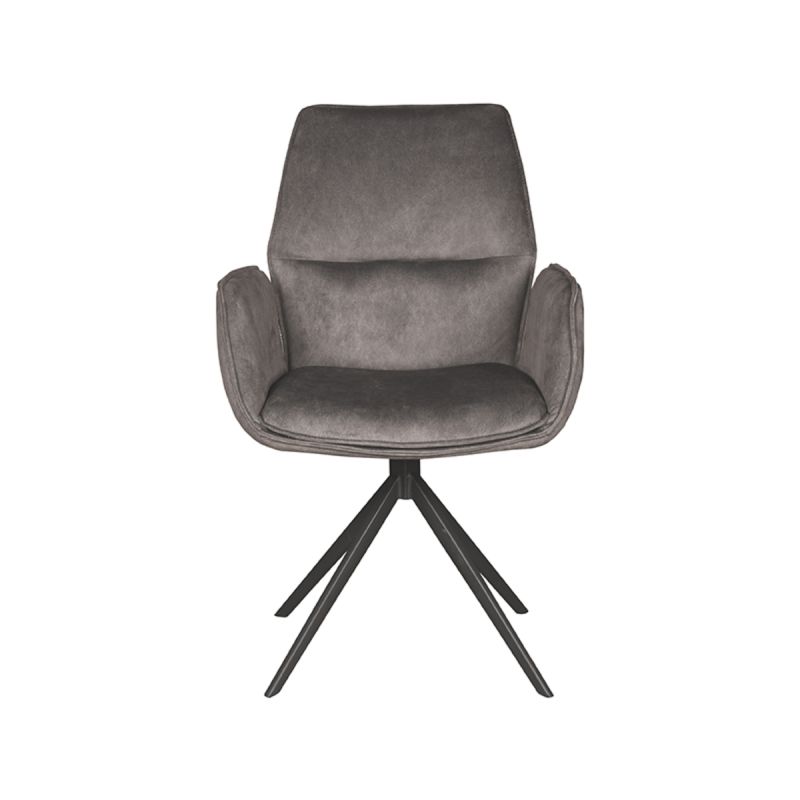 Eetkamerstoel Mellow van LABEL51 in naturel bouclé met taupekleurig metalen draaionderstel Eetkamerstoel Mellow van LABEL51 in naturel bouclé met taupekleurig metalen draaionderstel