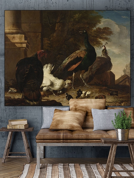 Wall Master's Hondecoeter Hen with Peacocks