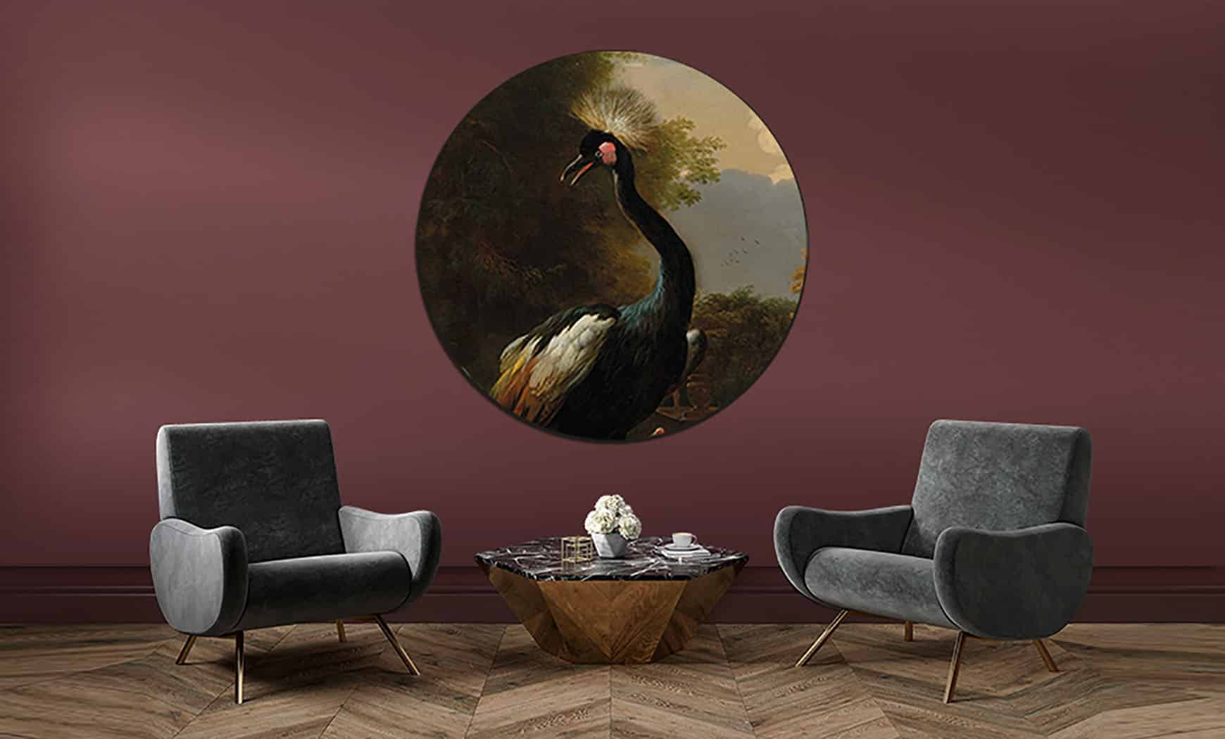 Wall Masters Round Classic Old Master Crowned Crane