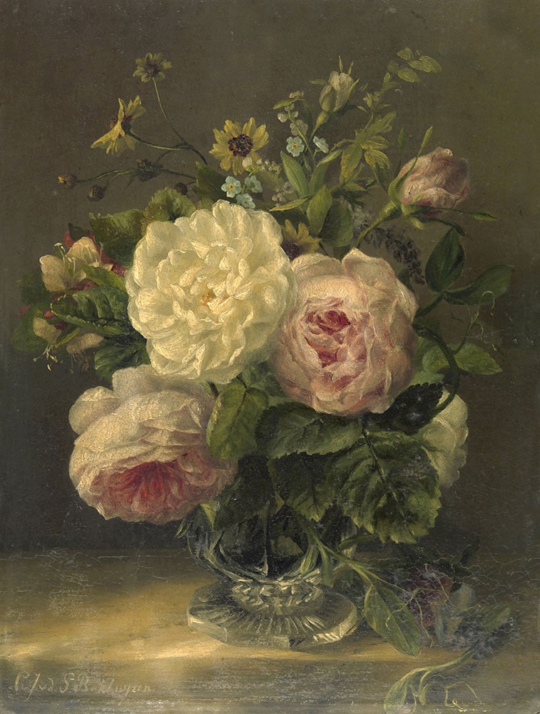 Wall Master Sande Bakhuyzen Gerardina Jacoba Van De Still Life with Flowers in a Crystal Vase
