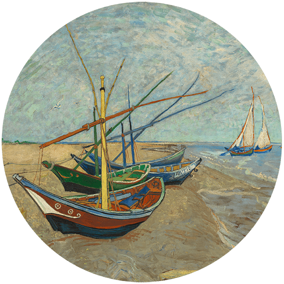 Fishing boats on the beach at Les Saintes Maries De La Mer 8211 Round