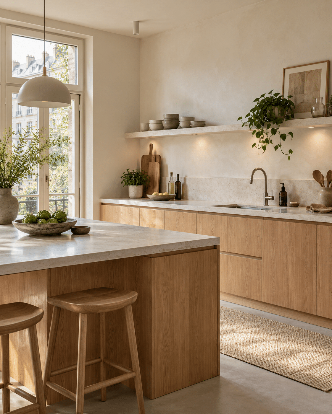 Sfeerimpressie: Lichte keuken met eikenhout
