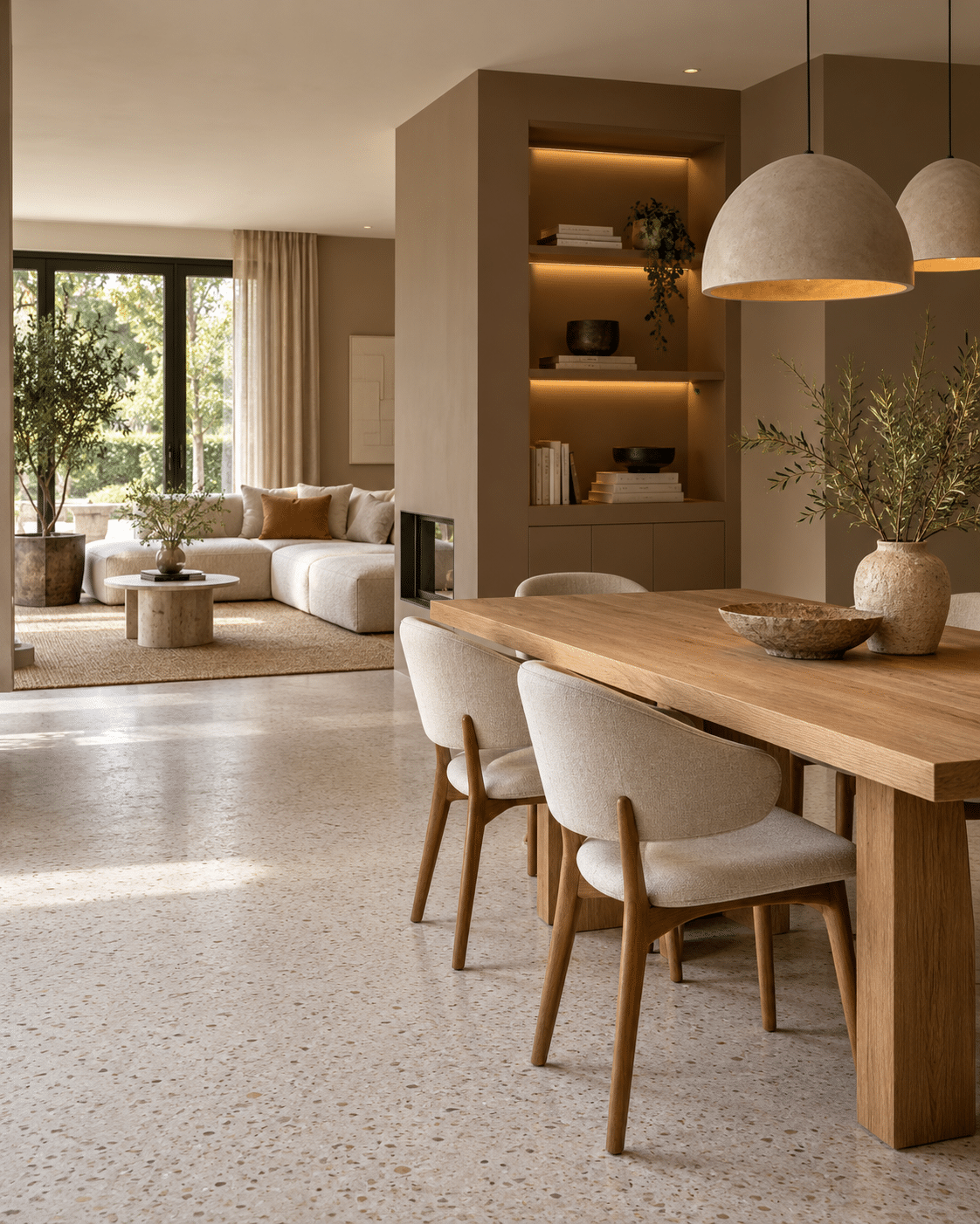 Sfeerimpressie: Woonruimte met terrazzo