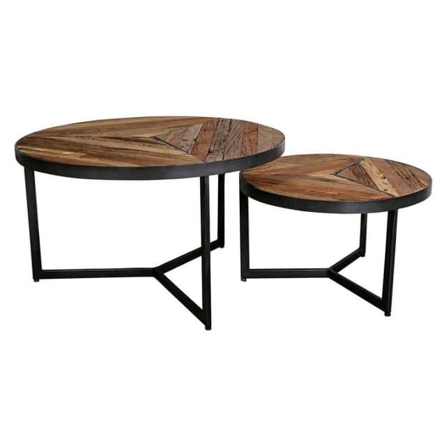 Salontafelset Rond Danyon Inlayed Wood Grey Iron