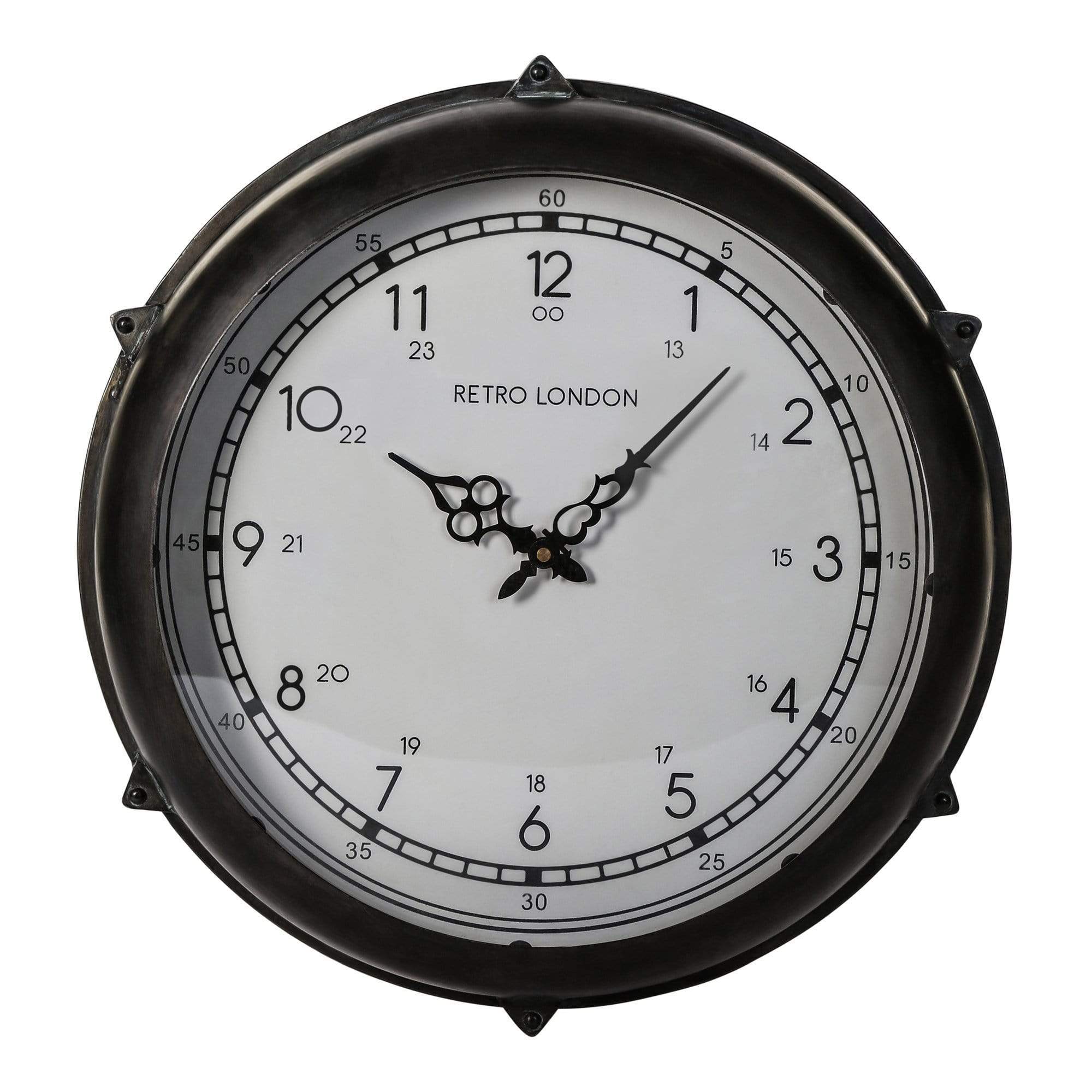 Brice black metal clock round gratis bezorgen - online bestellen bij Potz Wonen