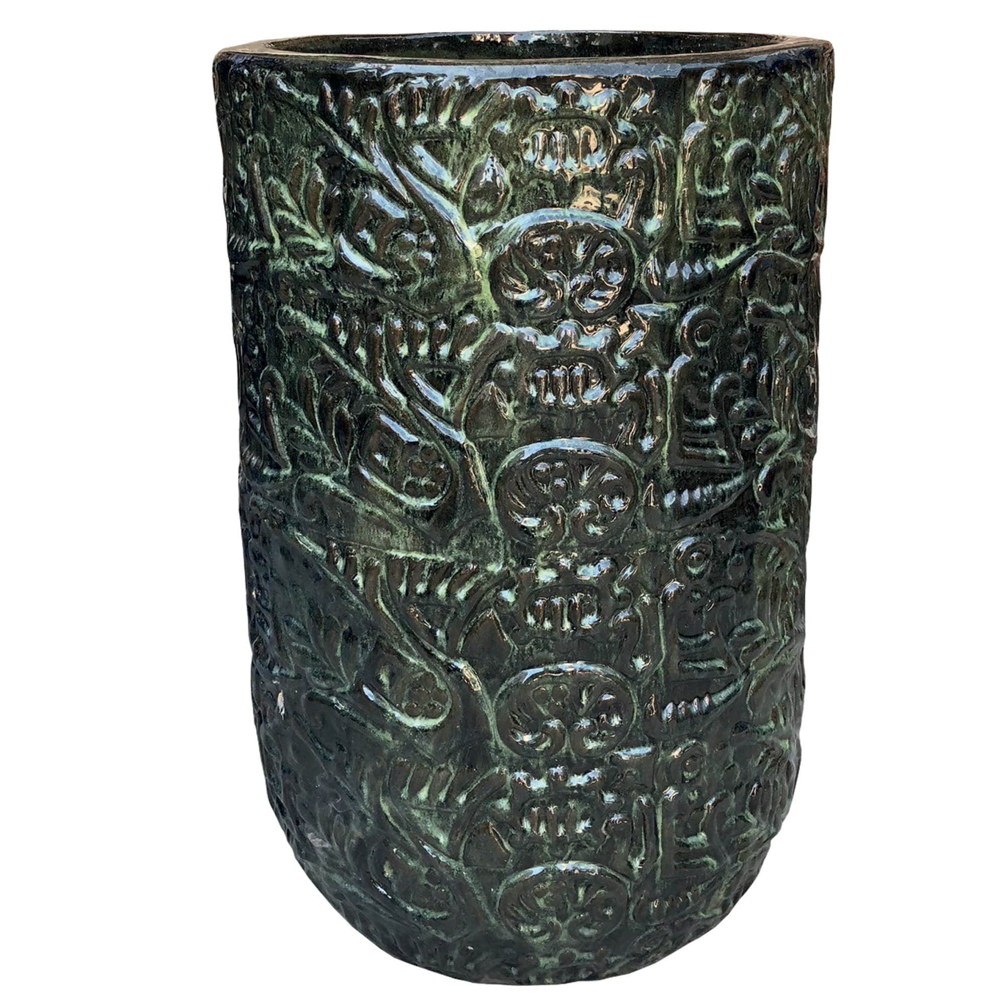 Sheila green ceramic pot printed round high L Gratis bezorgen - online bestellen bij Potz Wonen