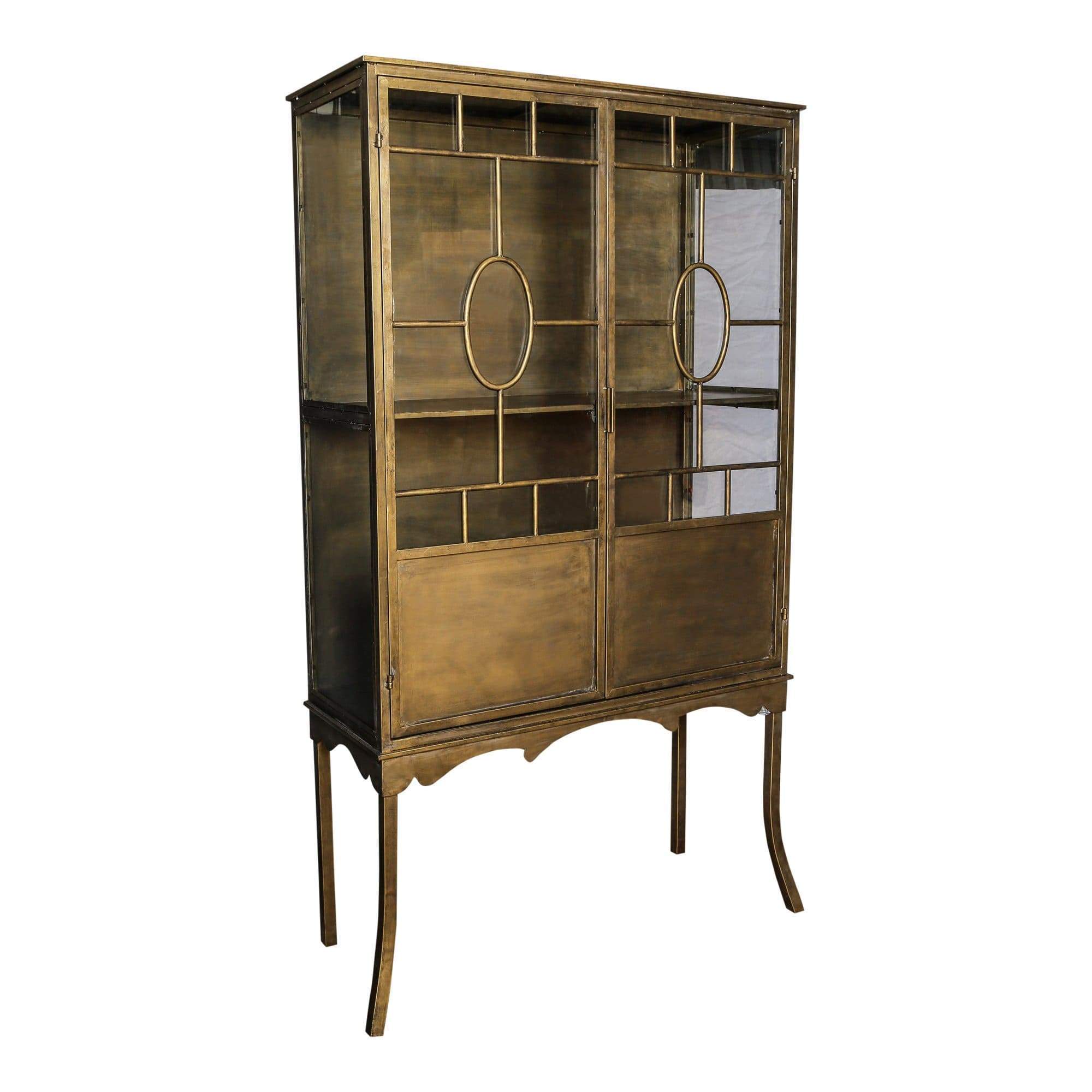 Aaron metal Glass gold cabinet 2 doors Gratis bezorgen - online bestellen bij Potz Wonen