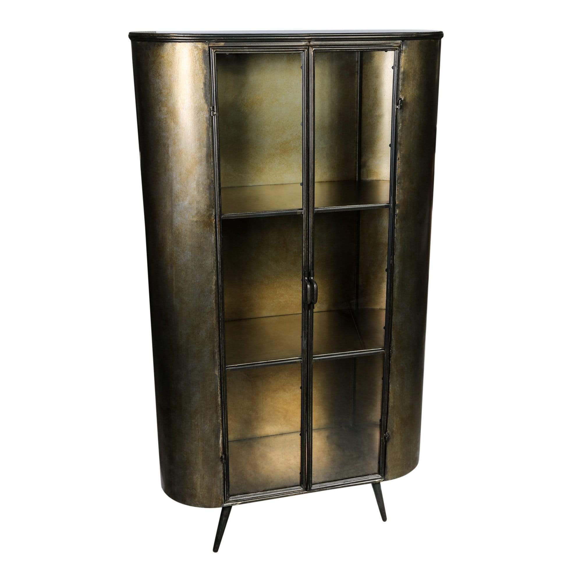 PTMD Kast PTMD Spacer brass ijzer glazen deur kast hoog