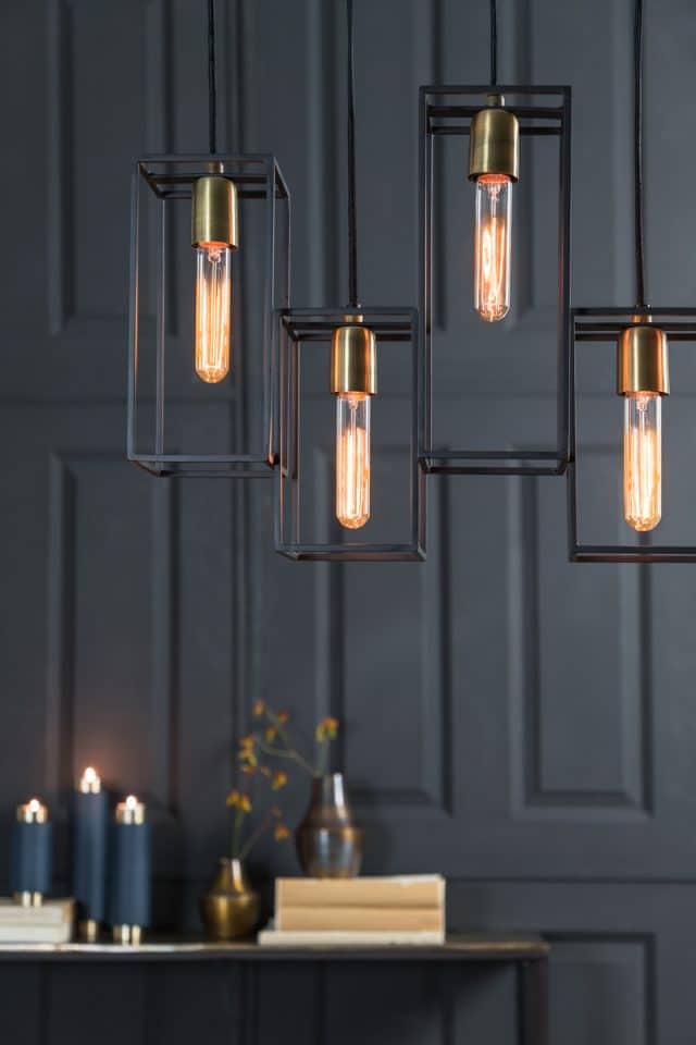 Hanglamp Marley 8211 60x15x57 Cm 8211 Mat Zwart Antiek Brons 8211 Rhb Home Amp Living