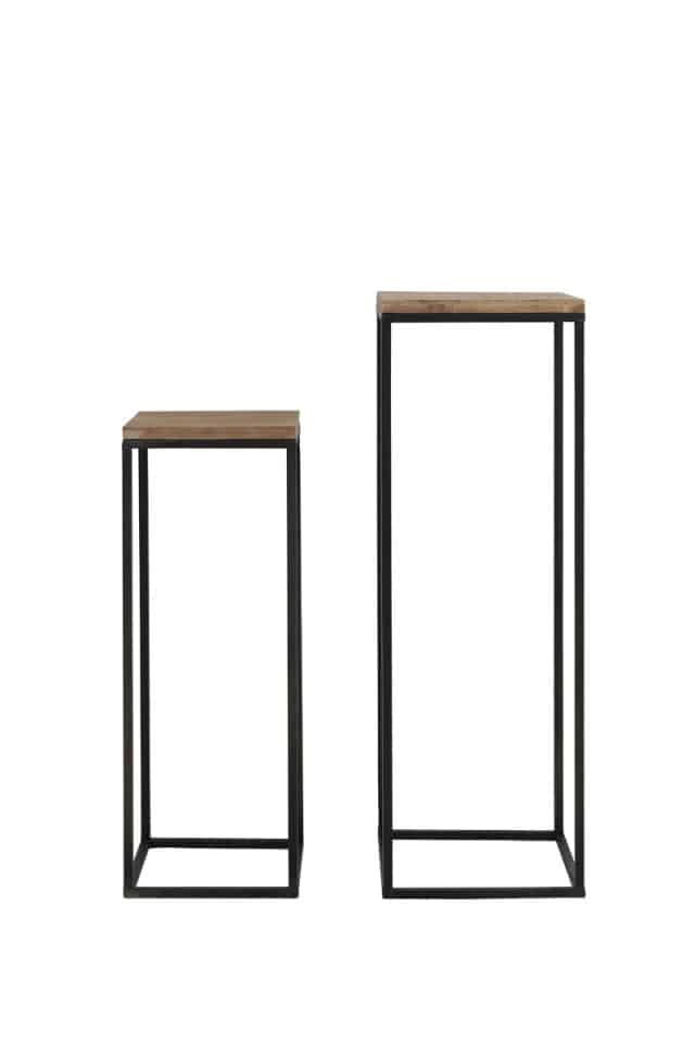 Pilaar Yarula S 2x 8211 30x30x82 5 35x35x102 Cm 8211 Hout Zwart 8211 Rhb Home Amp Living