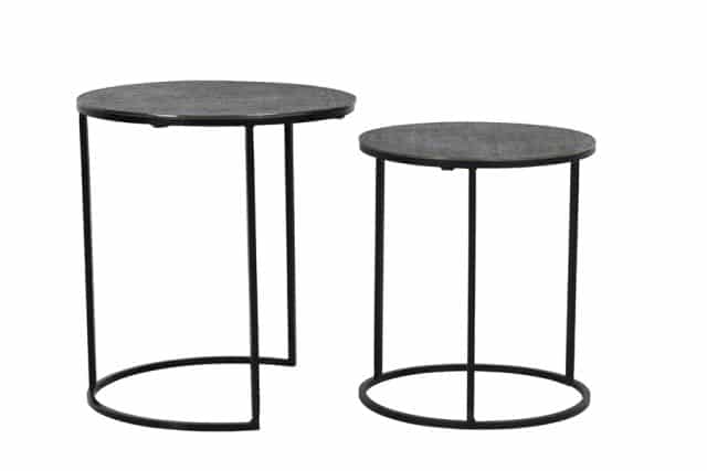 Bijzettafel Set Van 2 8211 41 215 46 49x52cm 8211 Rengo 8211 Texture Zwart 8211 Rhb Home Amp Living