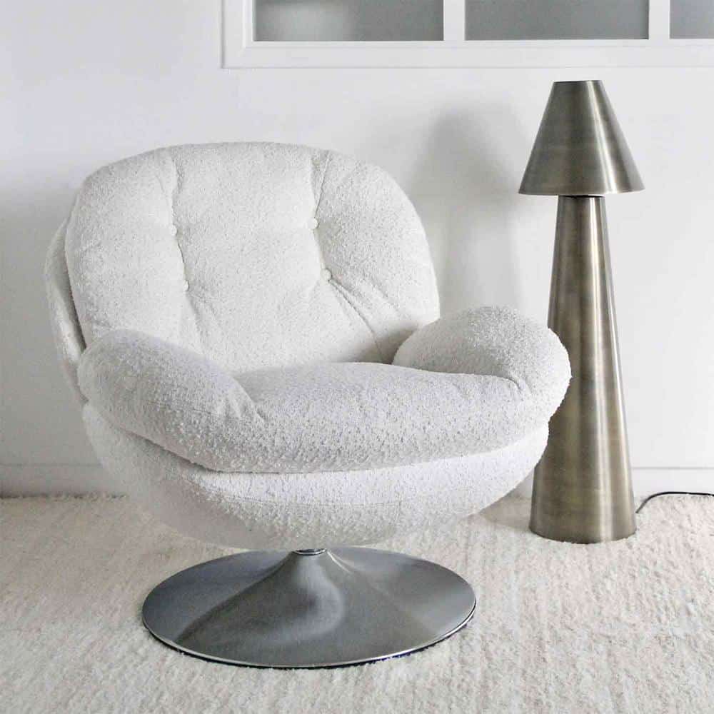 Swivel Armchair 8211 Opjet 8211 Nuage White 8211 Bouclecloth 8211 Rhb Home Amp Living