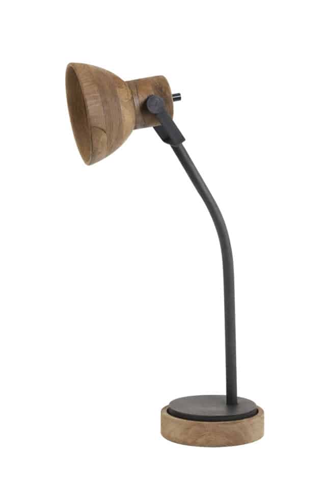 Bureaulamp Imbert 8211 30x18x64 Cm 8211 Hout Bruin Mat Zwart 8211 Rhb Home Amp Living