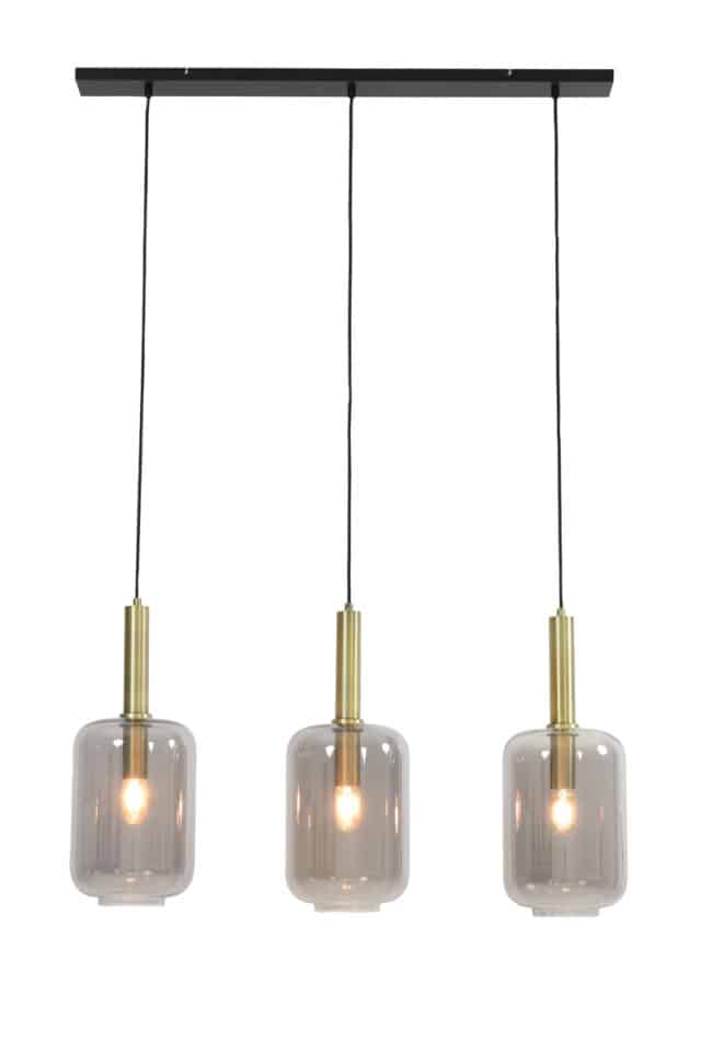 Hanglamp 3l Lekar 8211 100x22x32 Cm 8211 Antiek Brons Smoke Glas 8211 Rhb Home Amp Living