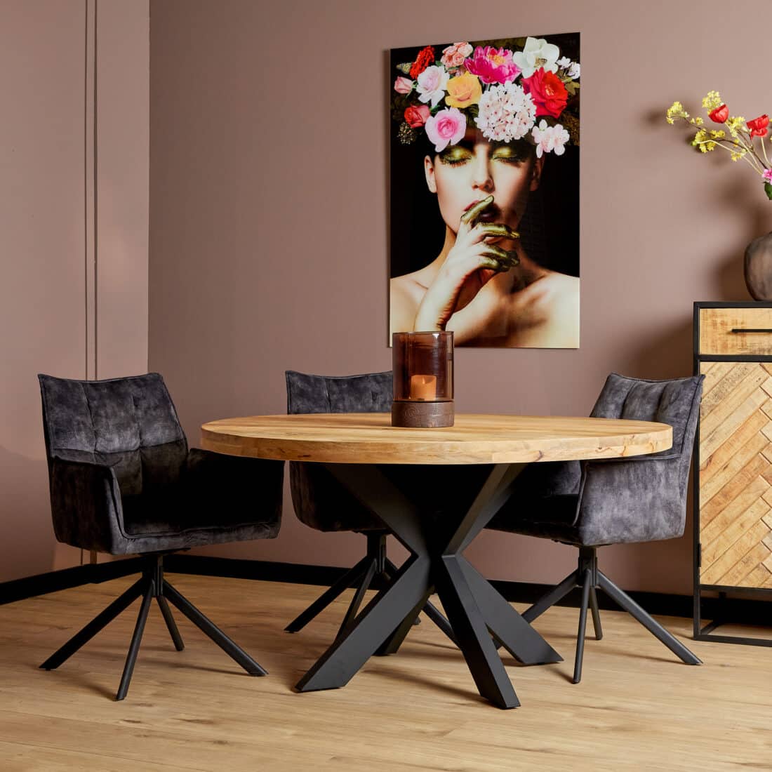 Eettafel Denver 8211 Rond 8211 Mangohout 8211 120 Cm 8211 Rhb Home Amp Living